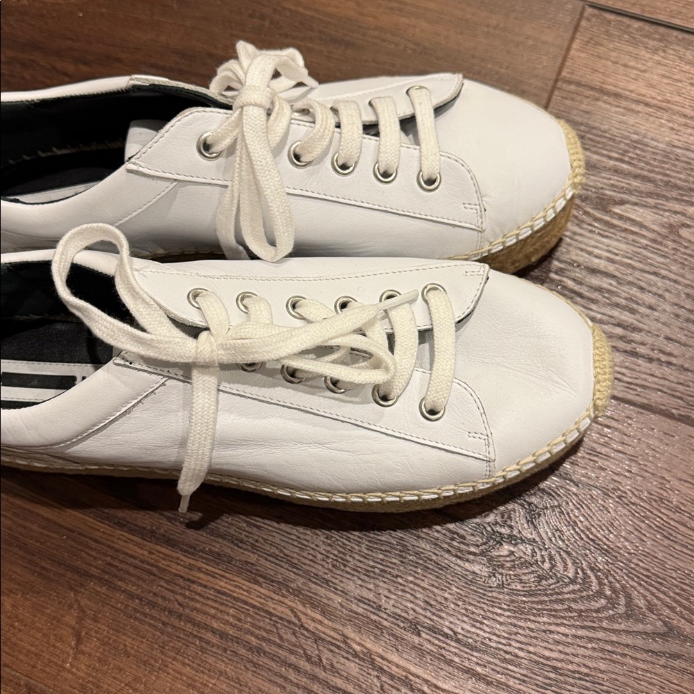 Alexander McQueen White Leather braided Espadrille Sneakers, never worn. - Picture 7 of 8